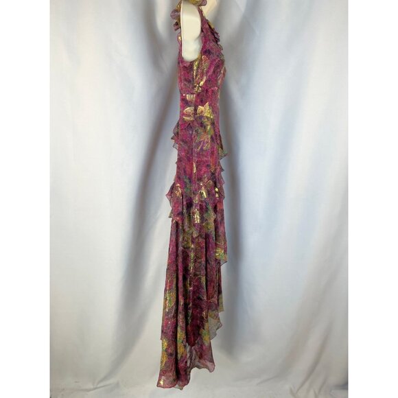 NWT Nicole Miller Pink Asymmetric High Low Silk Gown $660 - Picture 9 of 13